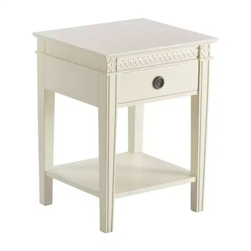Antique White One-Drawer End Table - French Countryside Style