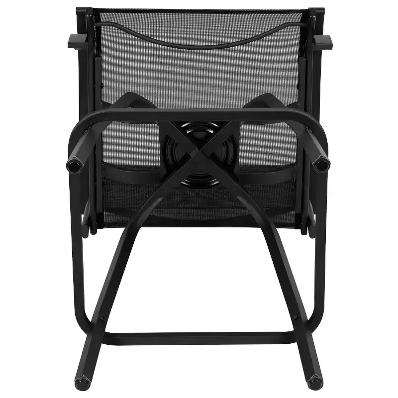 Merrick Lane Set of 2 Brett High Back Bar Height Swivel Patio Stools with Powder Coated Metal Frames and Textilene Upholstery