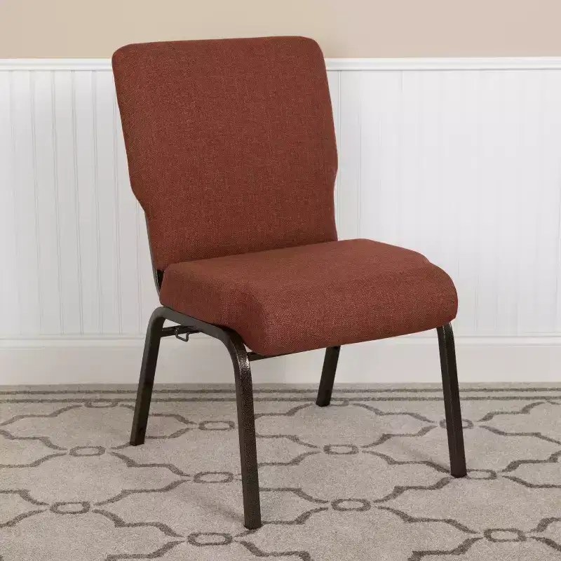 Flash Furniture Advantage Auditorium Chair - Stacking Padded Chair - 20.5inch Wide Seat - Cinnamon Fabric/Gold Vein Frame