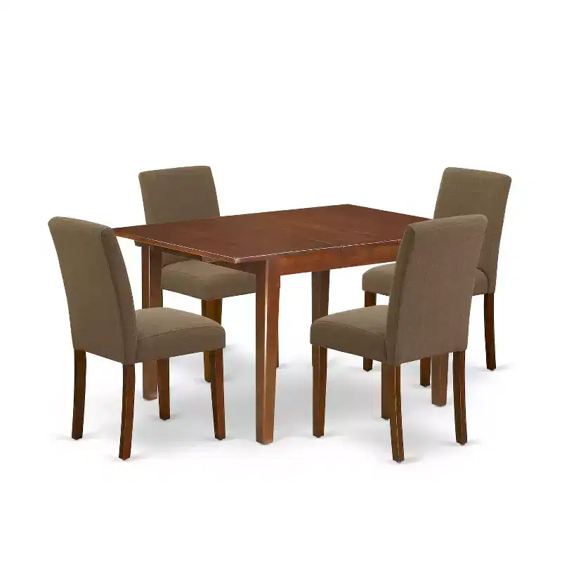 Modern Dinette Set - 5 Piece Rectangle Table & 4 Chairs - 42/53.5 Table with Leaf - Stylish Dining
