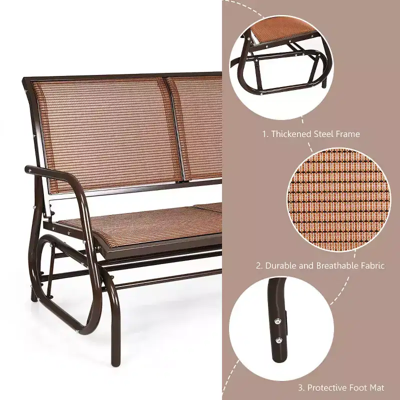 Costway Patio Swing Glider Bench Loveseat Rocking Chair Backyard Poolside
