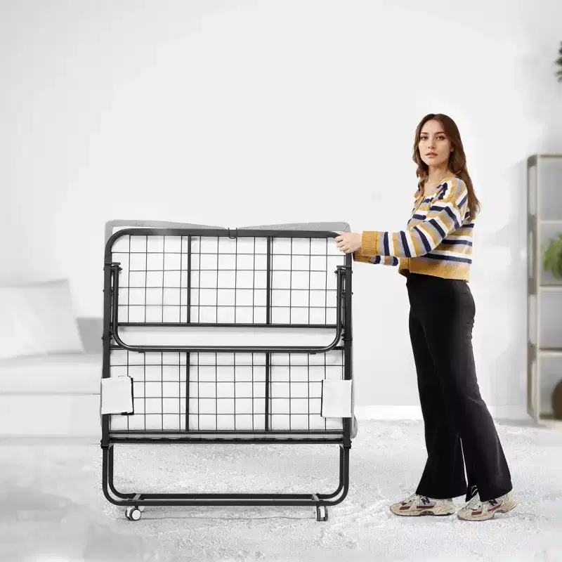 VEVOR Rollaway Bed, 38 in x 75 in Folding Bed with 5 in Mattress, Twin Size Foldable Bed with Sturdy Metal Frame & Memory Foam Mattress