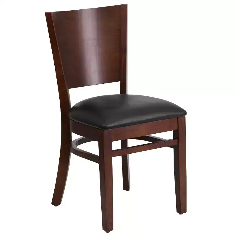 2 Pack Solid Back Wooden Restaurant Chair