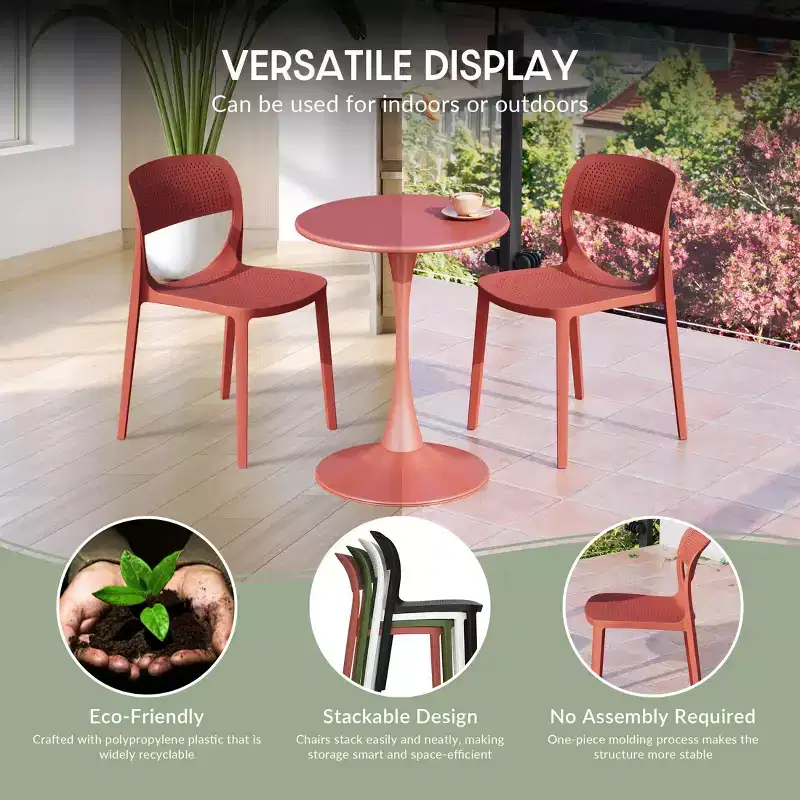 WestinTrends Playa Modern Stackable Plastic Resin Patio Dining Side Chair (Set of 2)