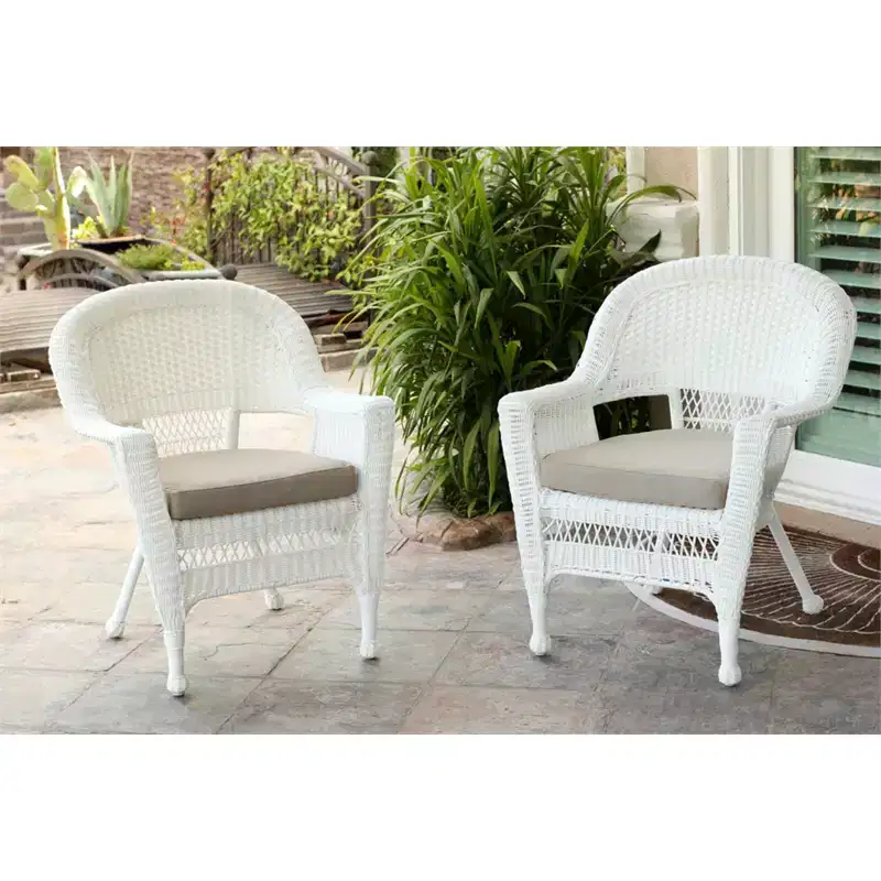HomeStock Zen Zone Chair Set of 2, Durable Resin Wicker, Weather-Resistant with Cushions
