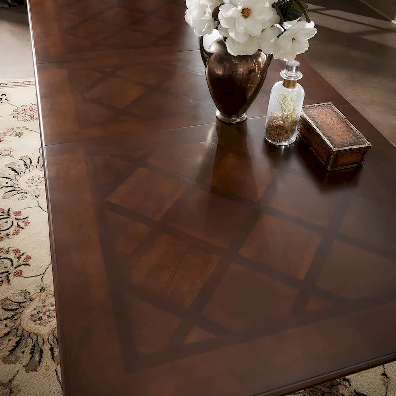 Double Pedestal Dining Table with Extending Leaf