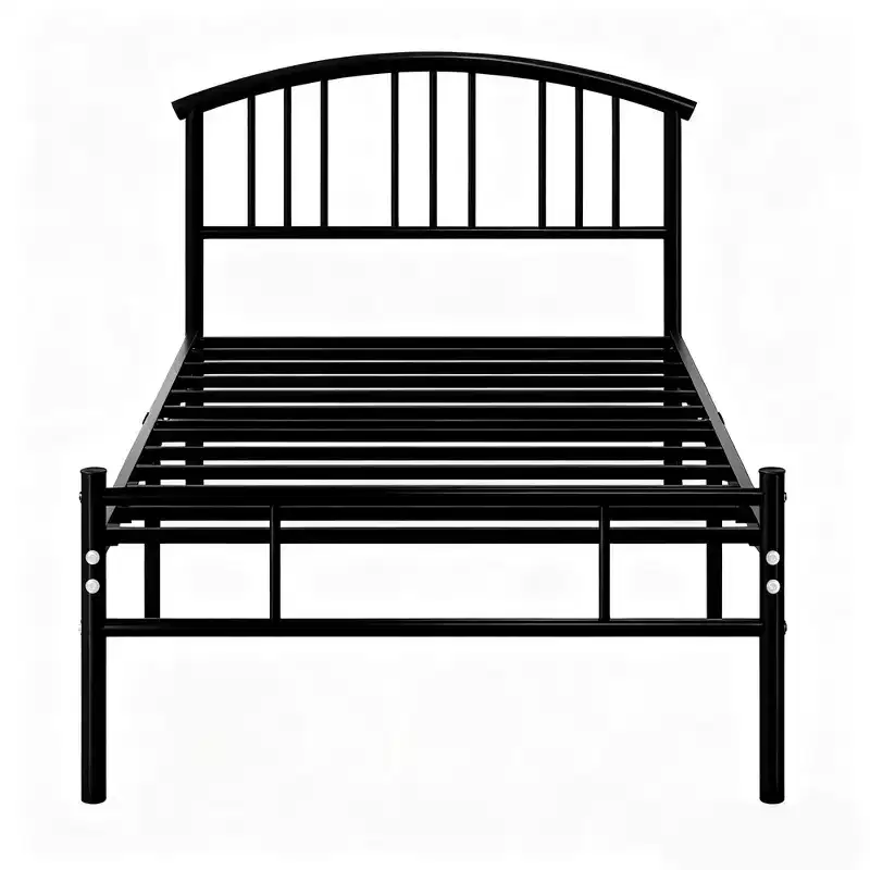 VECELO Queen/Full/Twin Bed Frame with Arched Headboard, Metal Platform Bed Frame with Underbed Storage Space, Black/White/Gold