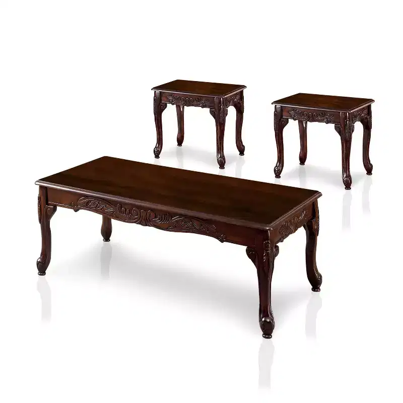3pc Jennifer Cabriole Legs Coffee and End Table Set Dark Cherry - HOMES: Inside + Out