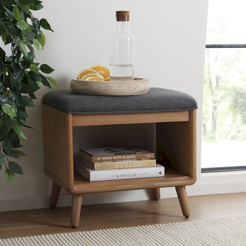 SAFAVIEH Home Collection Solo Open Shelf Bench W/ Cushion - 20 W x 15 D x 18 H