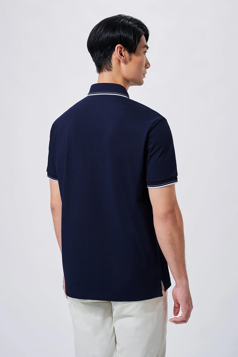 Pique Tipped Polo – Navy