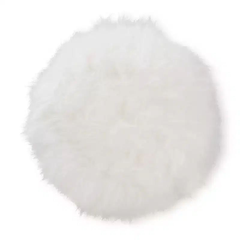 Faux Fur Upholstered Metal Ottoman White/Gold