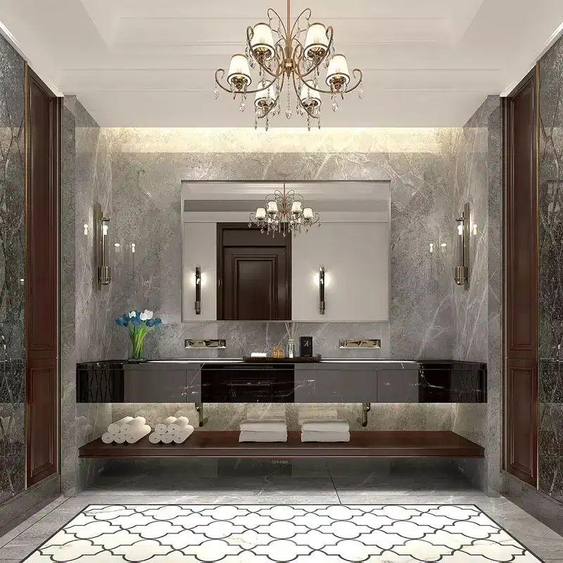 40x30 Silver Beveled Bathroom Mirror: Square Angle Frame, Wall Mounted, Horizontal/Vertical