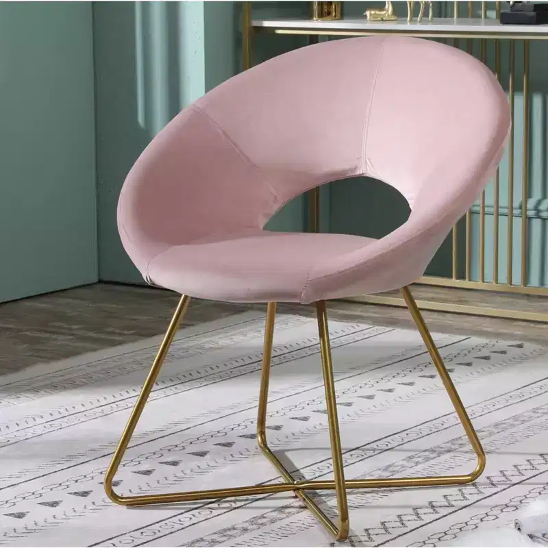 Roundhill Furniture Slatina Silky Velvet Upholstered Accent Chair, Pink with Gold Tone Finished Base