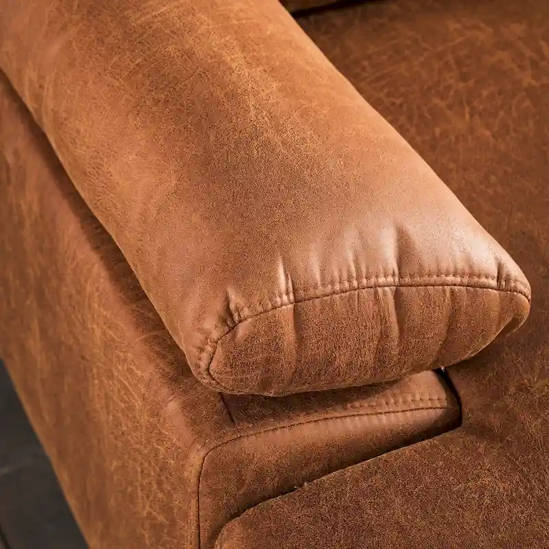 OVIOS Mid-Century Suede Reversible Chaise Sofa With Metal Legs