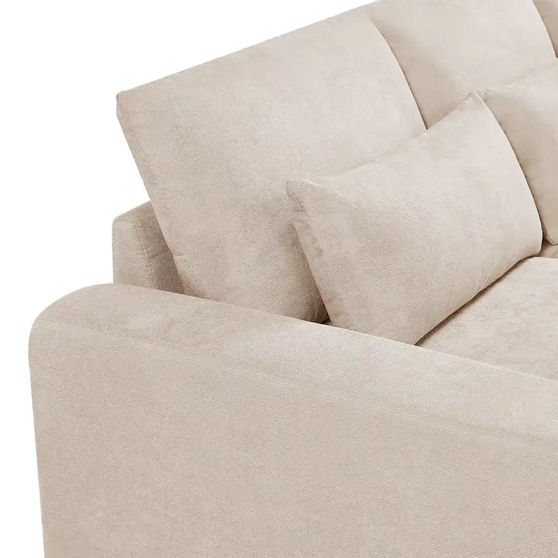 Modern Convertible Large L-shaped Feather Filled Sectional Sofa with Reversible Chaise - 129.9W x 72D x 31.5H
