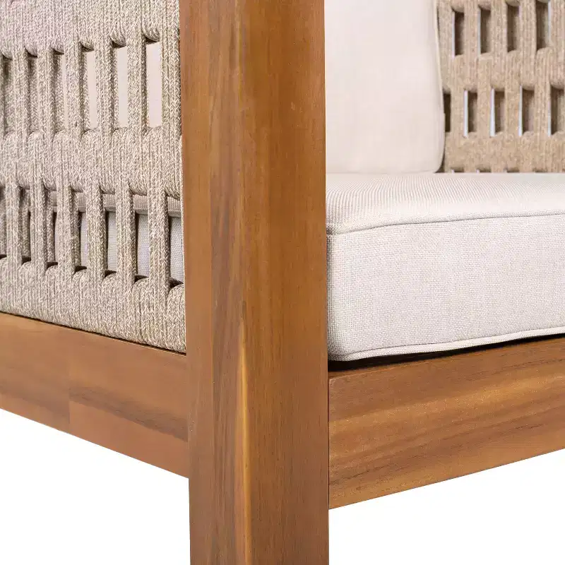 Christopher Knight Home Maya Boho Patio Acacia Wood Club Chair with Armrest and Cushions