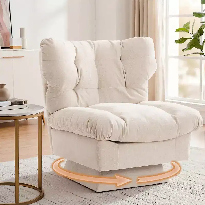 Modern Swivel Accent Chair, 360 Lounge Chair, Thick Cushion, Cozy Upholstered, for Bedroom, Apartment, Office