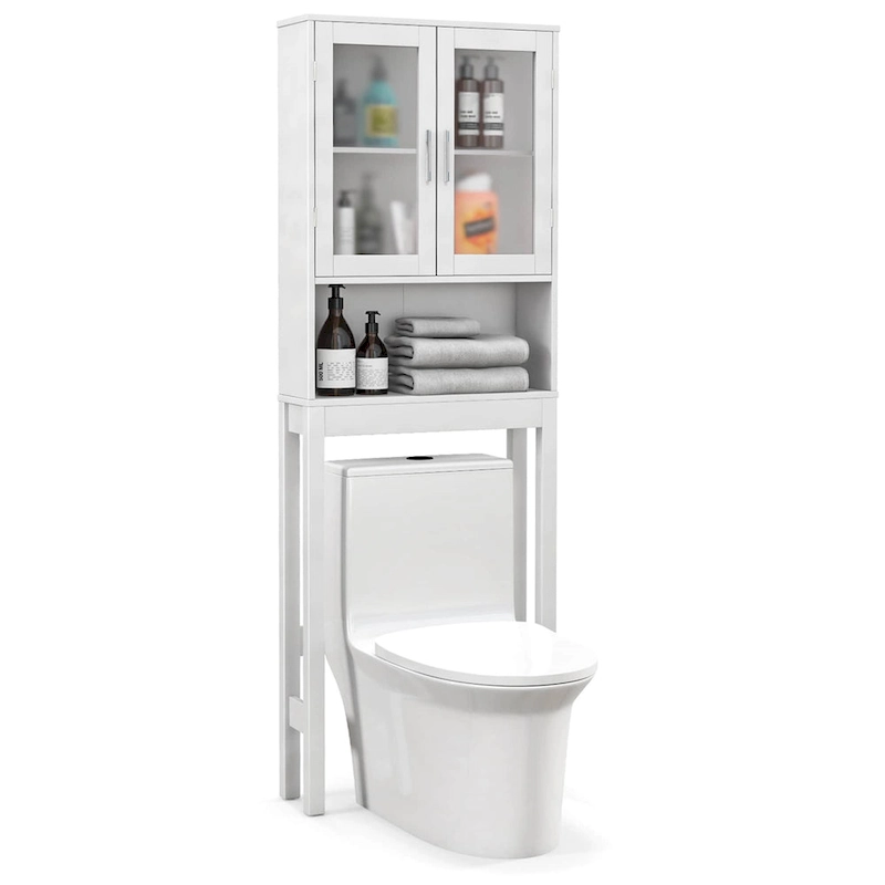 Costway Wooden Over The Toilet Storage Cabinet Spacesaver Organizer