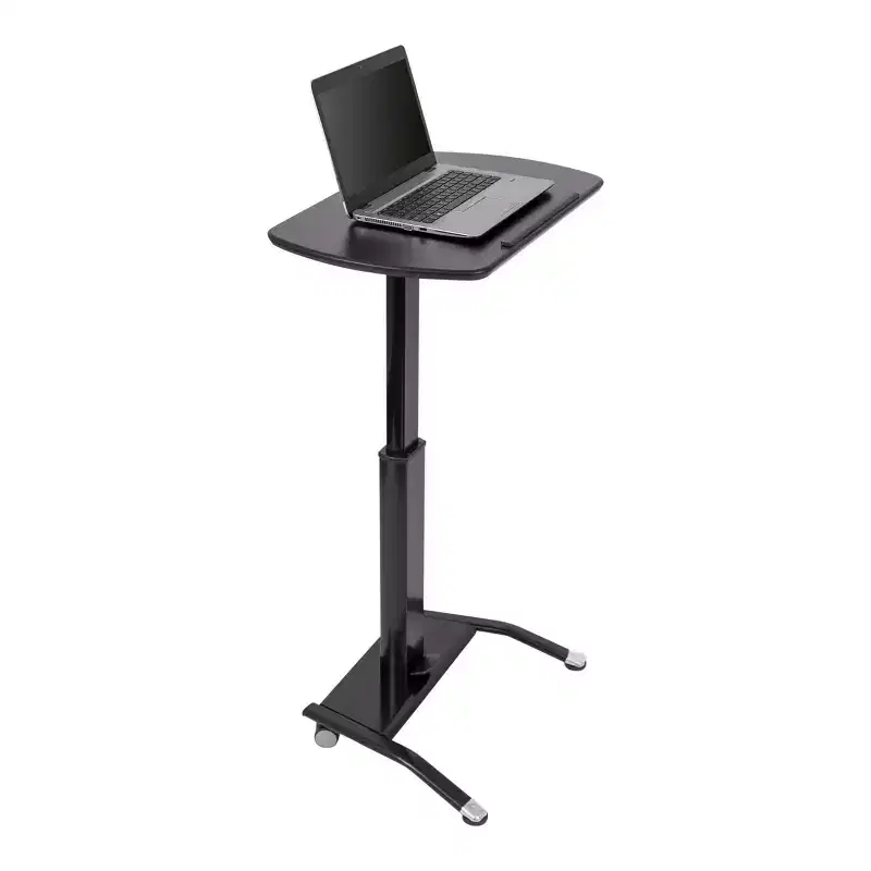 Pneumatic Adjustable Height Tilting Laptop Lectern and Speakers Podium