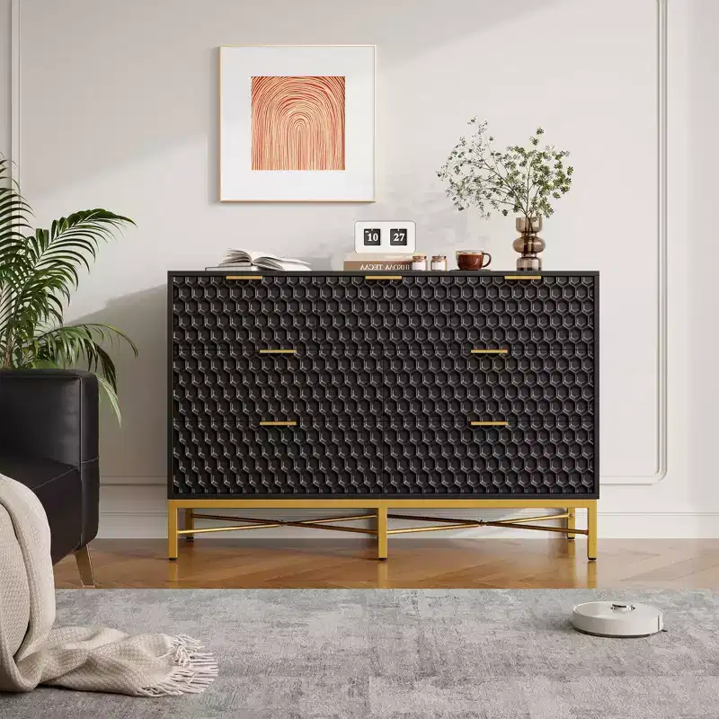 Modern 7-Drawer Dresser with Wide Top & Deep Drawers. A Large Wood Storage Chest for Bedroom, Hallway, or Living Room.
