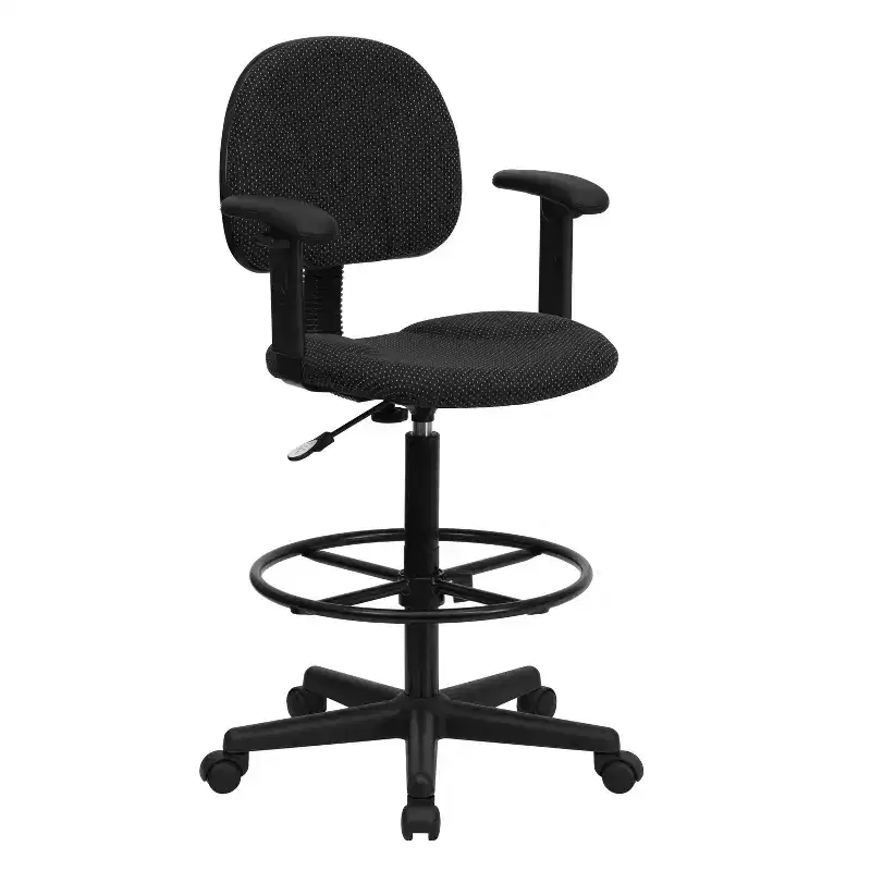 Two Cylinder Drafting Chair with Adjustable Arms, Multiple Colors