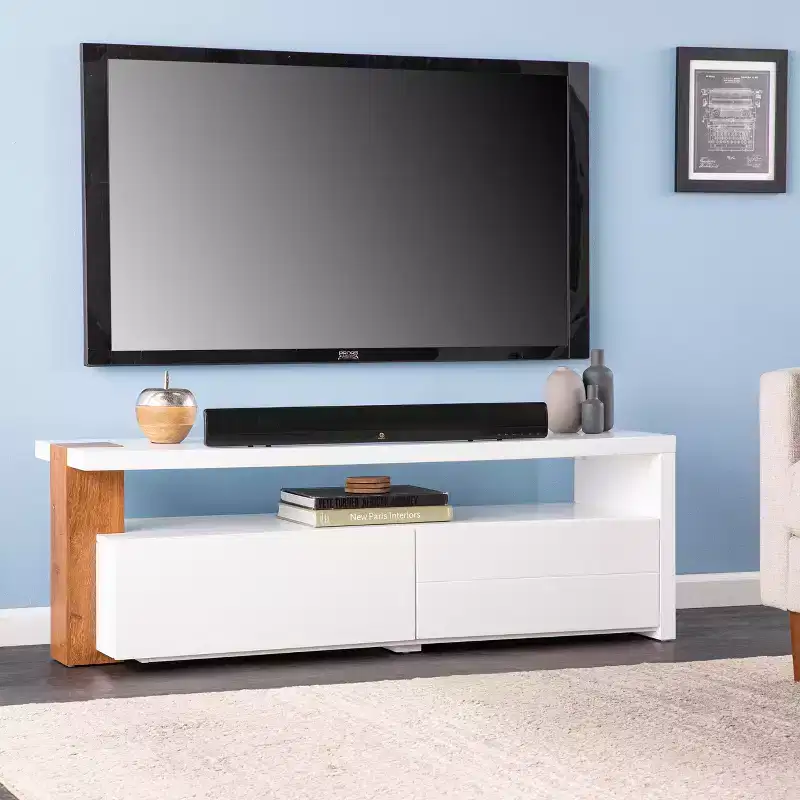 Harliston Contemporary Media Stand with Storage - White - SEI