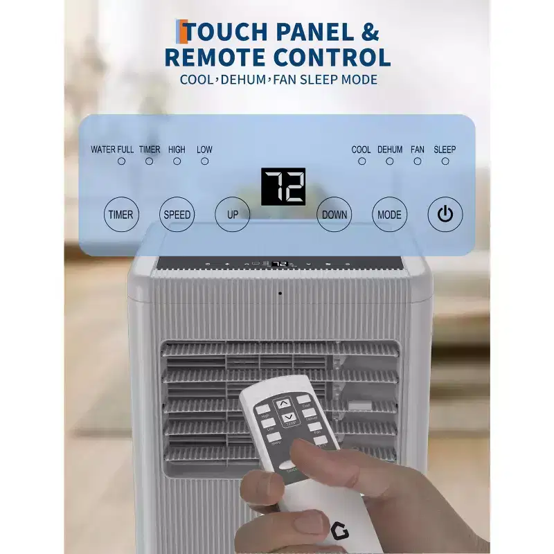 Quiet 7,000 BTU Portable Air Conditioner, 3-in-1 AC/Fan/Dehumidifier with Remote, 24H Timer & Sleep Mode, Cools Rooms up to 450 Sq.Ft