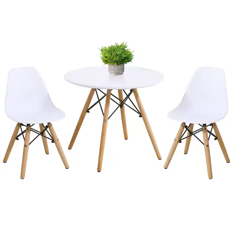 Costway Kids Table & 2 Chairs Set Solid Construction Mid-Century Dining Table Toddler