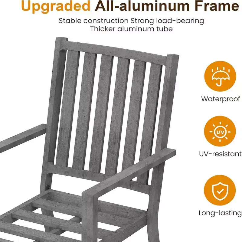 Set of 4 23 All-Weather Aluminum Patio Dining Chairs with Thick Cushions