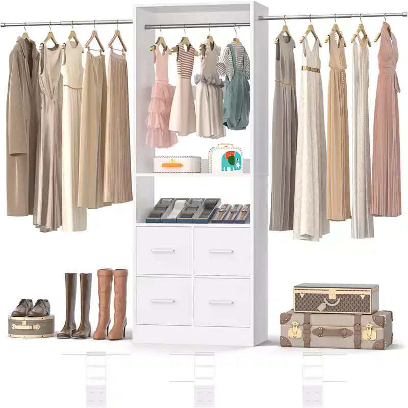 25 To 103 Closet System with Four Farbric Drawers