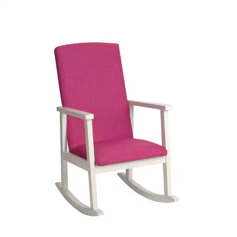 Kids' Rocking Chair with Fully Upholstered and Seat Back Pink - Gift Mark: Toddler Accent Chair, Wood Frame, Kids Furniture