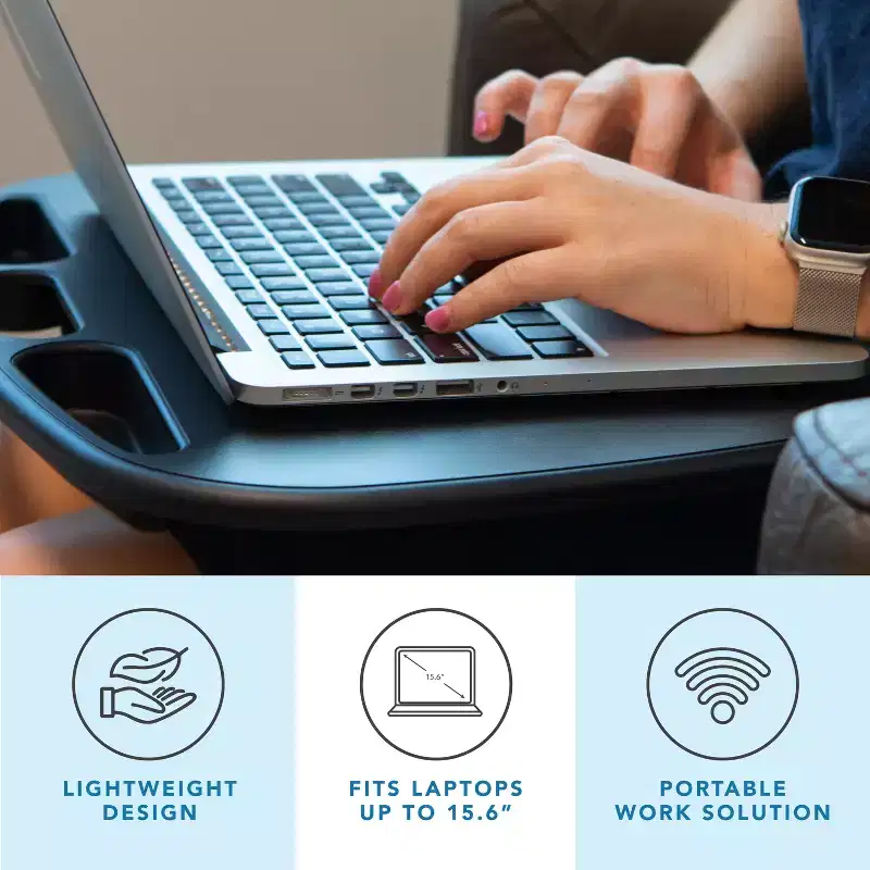 Black / Blue / Gray / Pink Lap Desk with Storage Wells – 1 Person