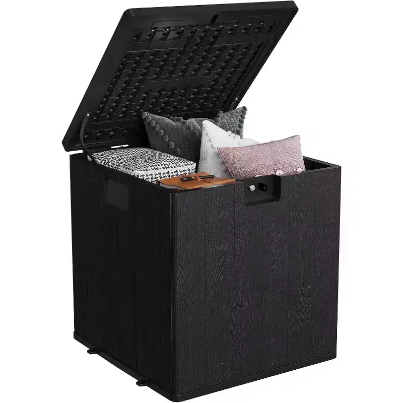 28 Gallon Outdoor Deck Box, Heavy Duty Waterproof Resin Storage with Locking Lid