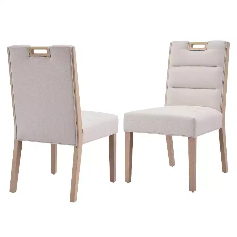 Sungjin Modern Rubberwood Upholstered Armless Dining Chairs (Set of 2)
