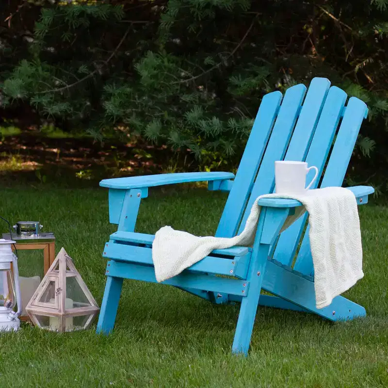 Northlight 36 Blue Classic Folding Wooden Adirondack Chair
