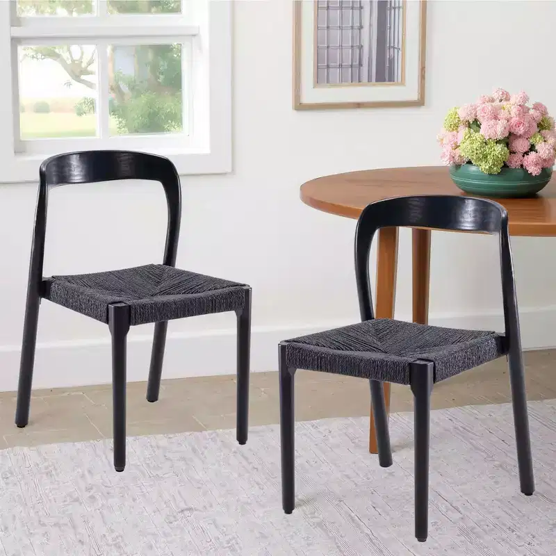 MAYEERTY Mid-Century Ash Wood Stackable Dining Chair, Fully Assembled Wooden Home Chair