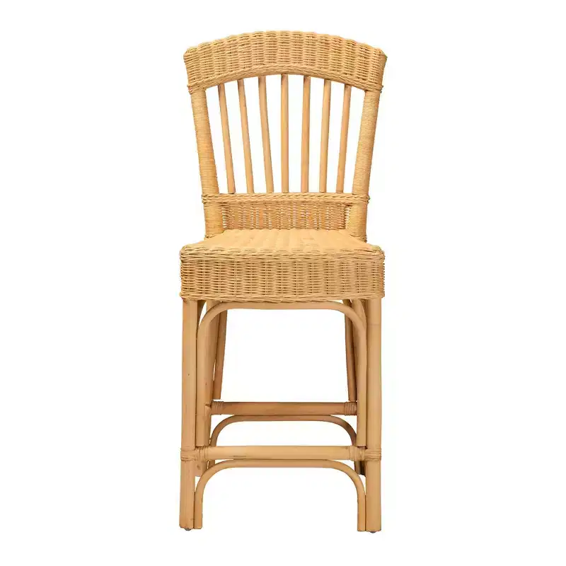 bali & pari Barito Natural Rattan Counter Height Barstool: Bohemian Design, No Assembly Required