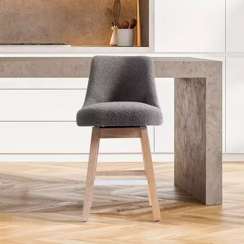 WestinTrends 26 Upholstered Swivel Counter Height Bar Stool, Gray