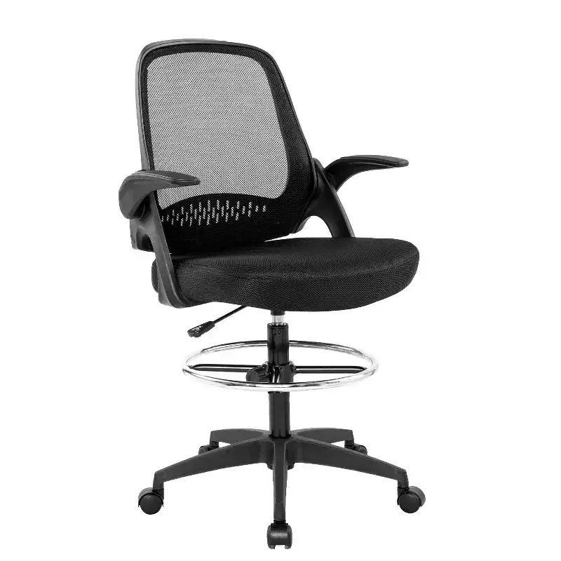 BestMassage Drafting Chair Tall Office Chair with Breathable Mesh Back and Lumbar Support, Black