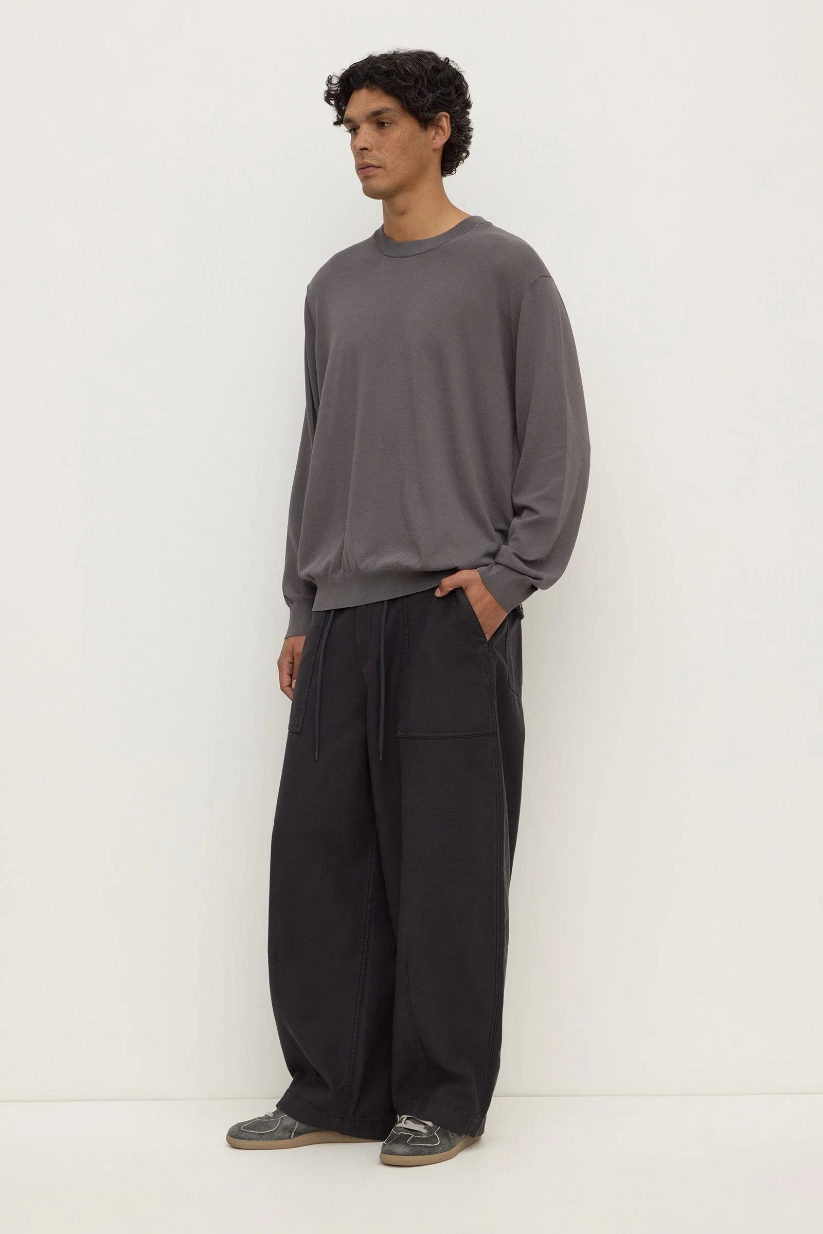 Cotton Blend Knit Crew