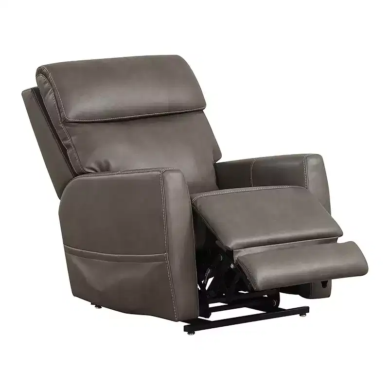 Leatherette Powered Recliner Lift Chair with Zone Heating and Adjustable Headrest, Gray