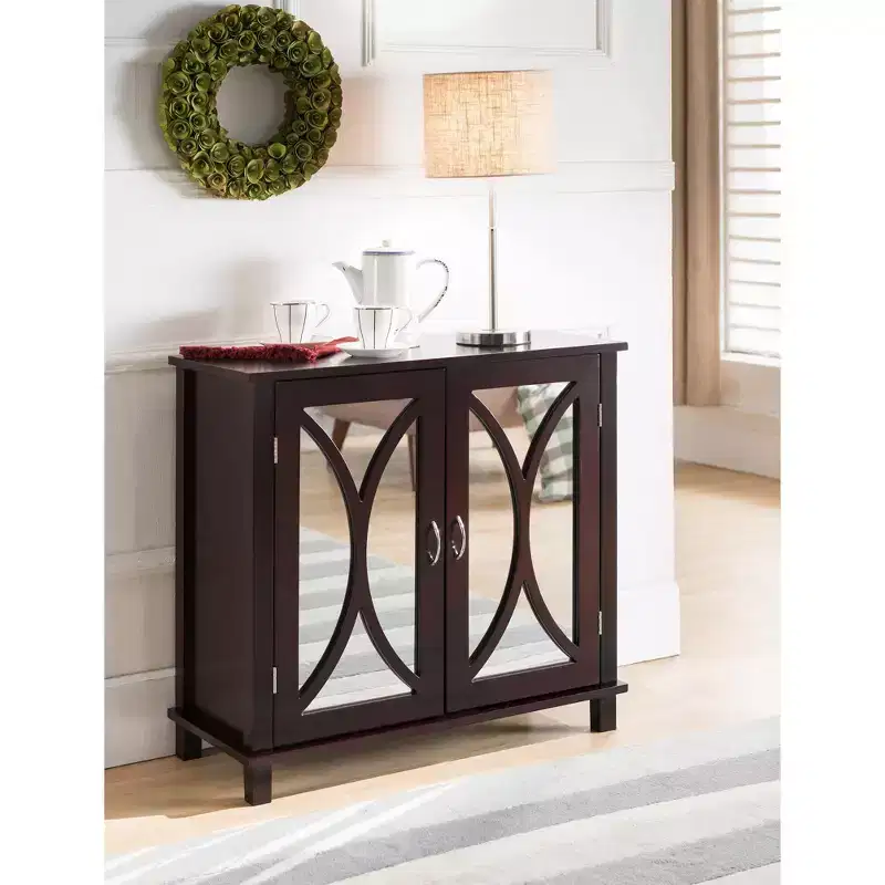 Wood Entryway Console Accent Cabinet, Espresso