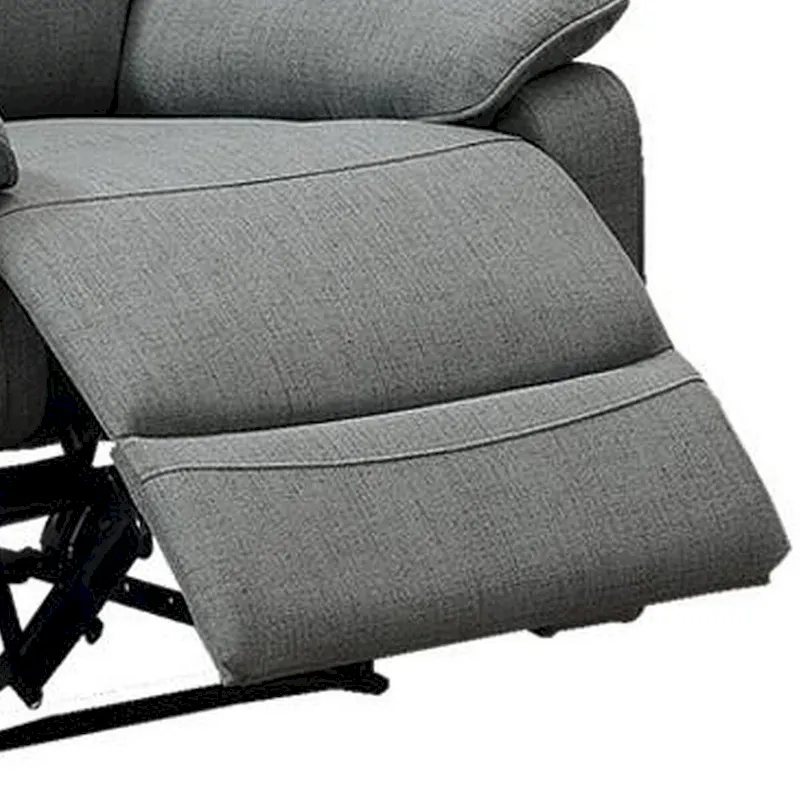 Fery 35 Inch Manual Recliner Chair, Gray Burlap, Cushioned Seat, Solid Wood