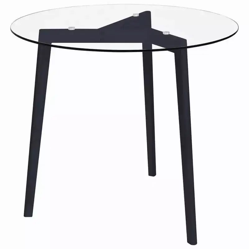 vidaXL Dining Table Transparent and Black Tempered Glass, Iron Medium - Black