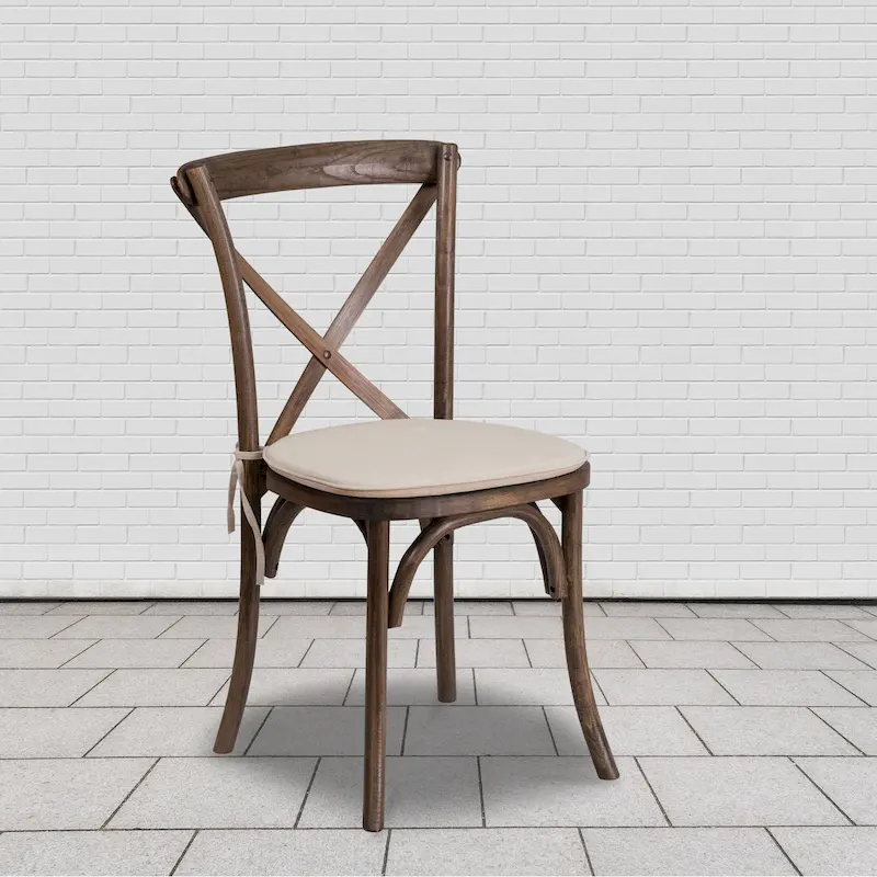 Cross Back Dining Chair, Set of 2, Stackable – [Color]
