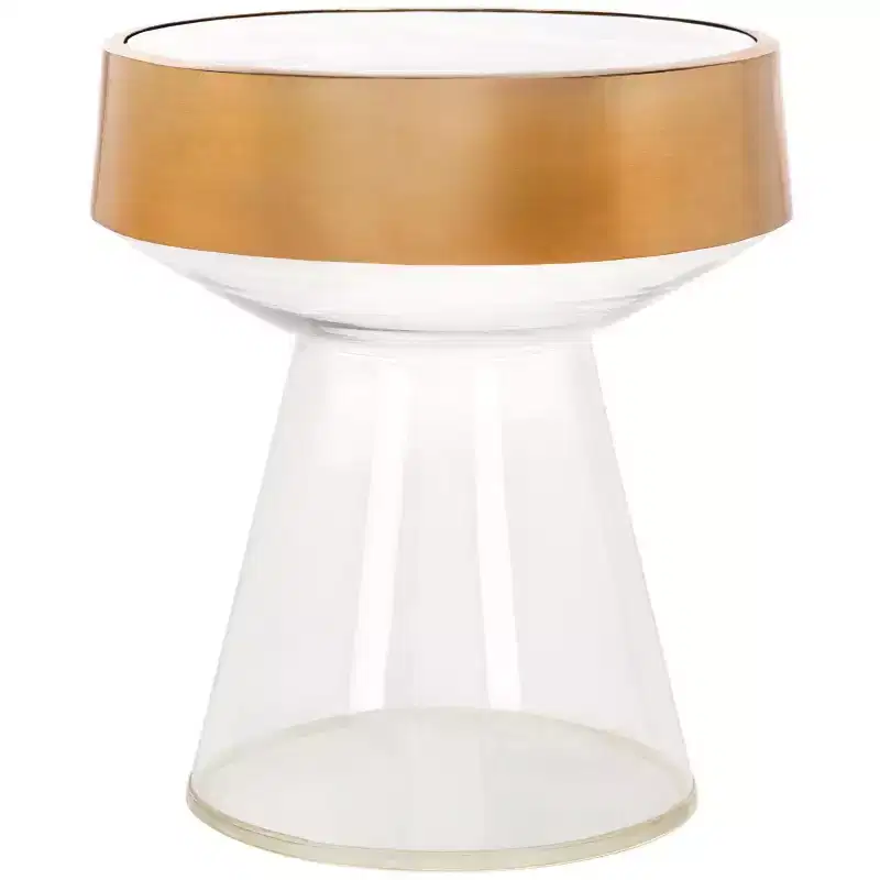 Szabo Round Accent Table - FOX5533A - Gold/Clear - Safavieh Couture