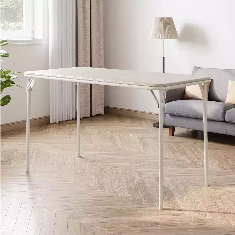 Foldable Table with PU Leather Surface and Metal Frame