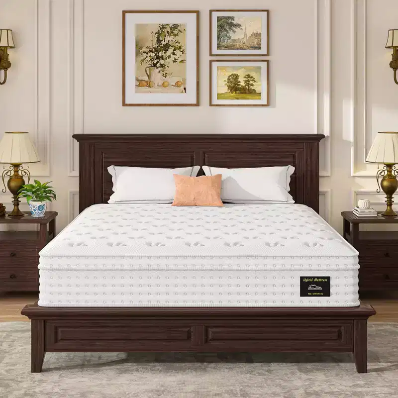 12/14 Inch Memory Foam and Pocket Spring Mattress, Medium Firm, Fiberglass Free