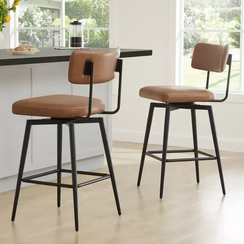 Spruce&Spring Swivel Counter Height Bar Stool Chairs with Metal Frame Set of 2
