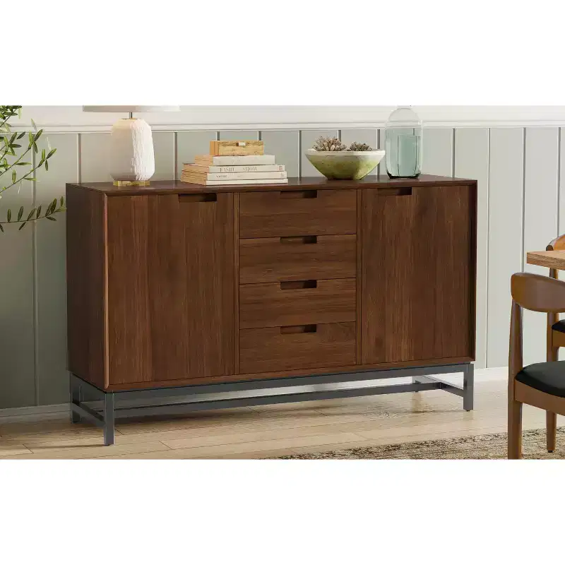 Hampshire SOLID WOOD 60 inch Wide Rectangle Traditional Sideboard Buffet in Antique White